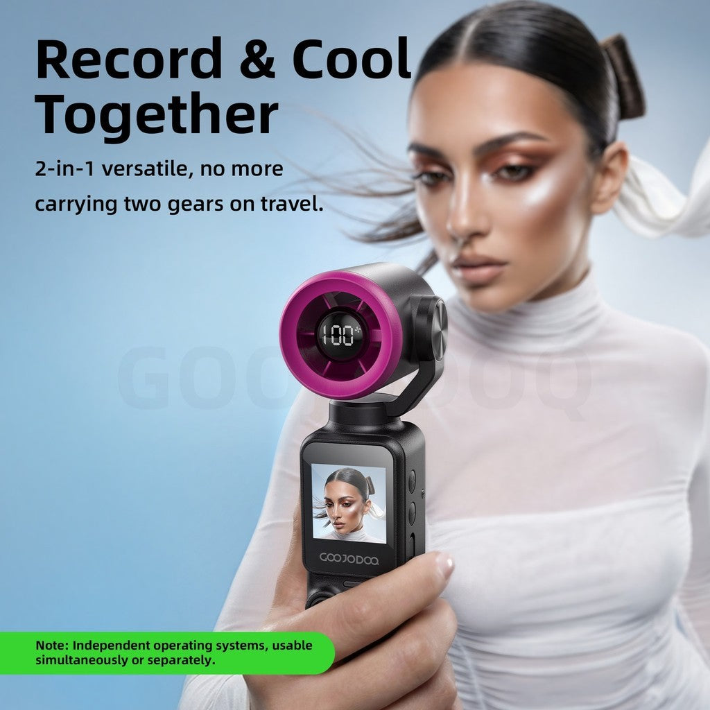 GFS025 Handheld Camera Fan 100 Speed Levels Photo/Video 2-in-1 Dual-System Independence Seamless
