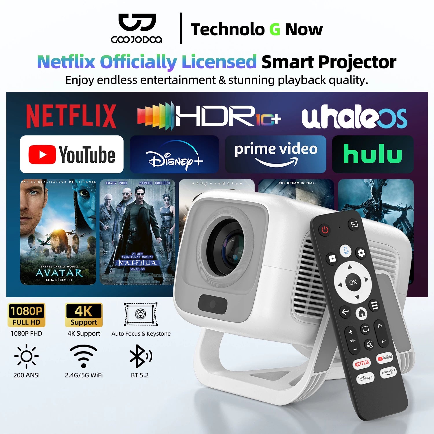 GOOJODOQ Projector AC1066